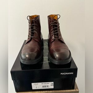 Magnanni Men's Brown Leather Polar Boots, Size 12, made in Portugal,New with Box
